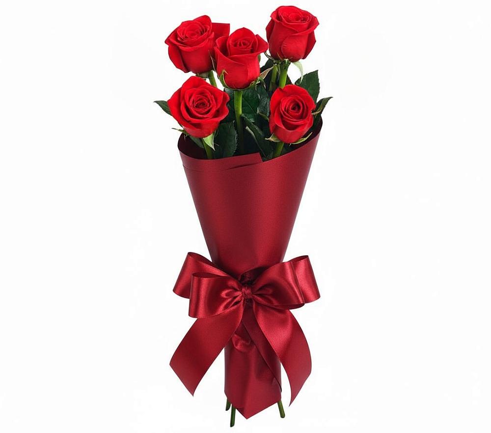 Букет 5 Красных роз Эдлесс Лав в Большегривском