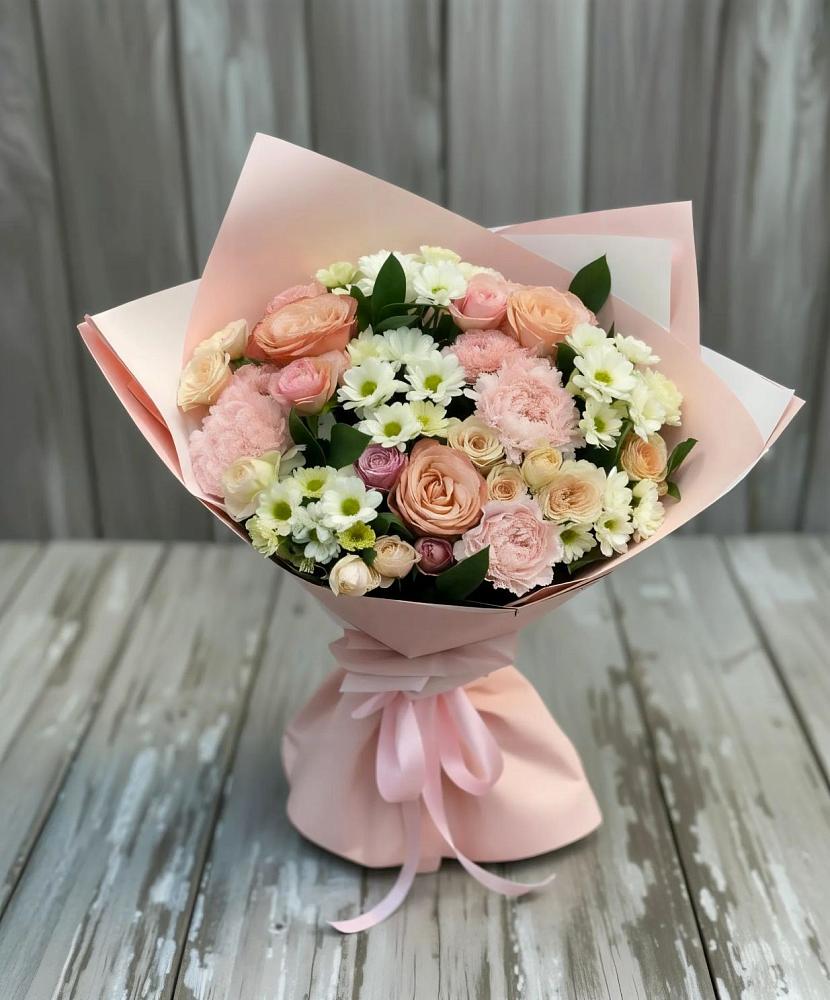 Букет цветов из: Гвоздики, Розы и Хризантемы в Большегривском