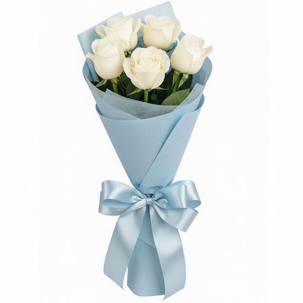 Букет 5 Белых роз Проуд в Большегривском