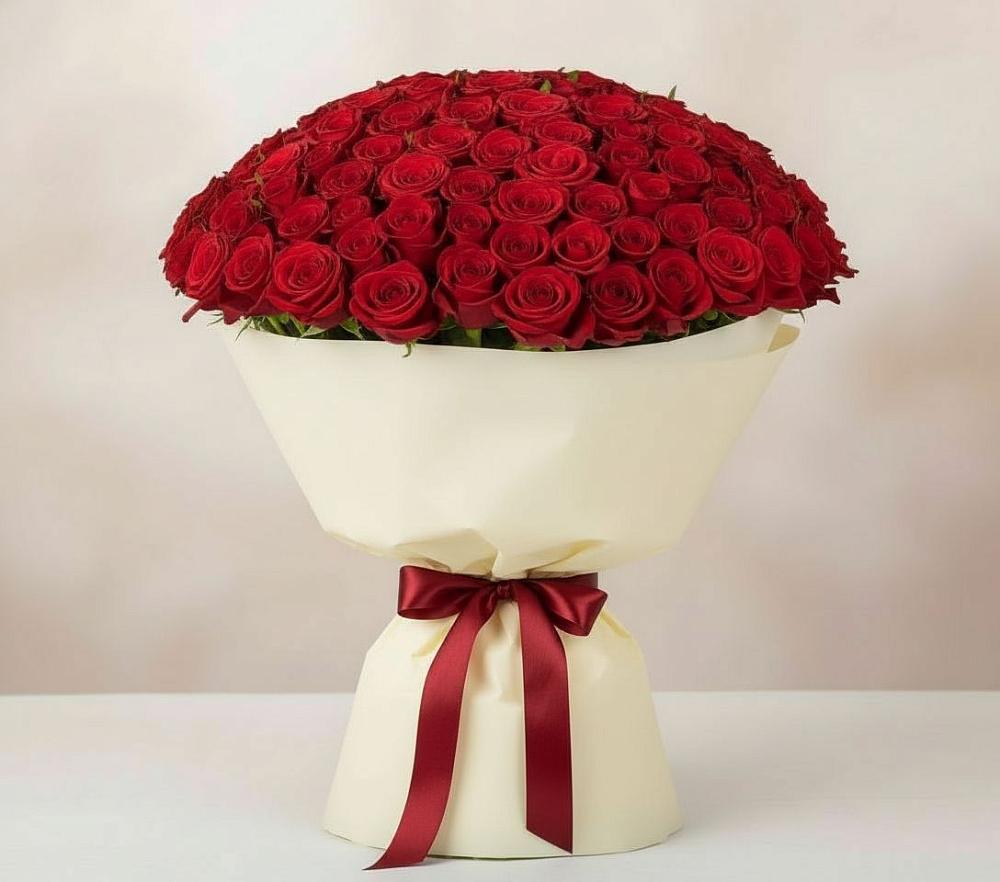 Букет 101 Красная роза Милано в Большегривском