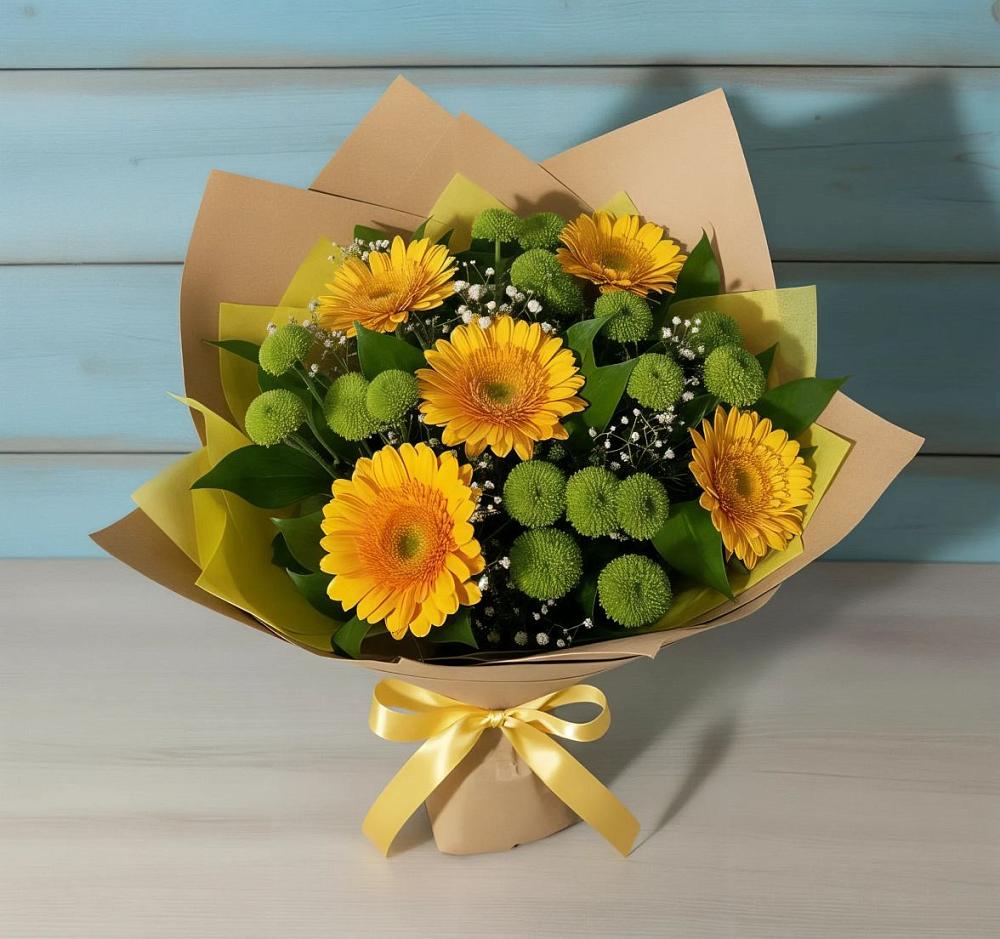 Букет цветов из: Герберы и Хризантемы в Большегривском