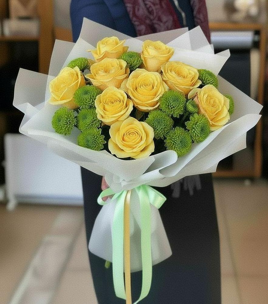 Букет цветов из: Хризантемы и Розы в Большегривском