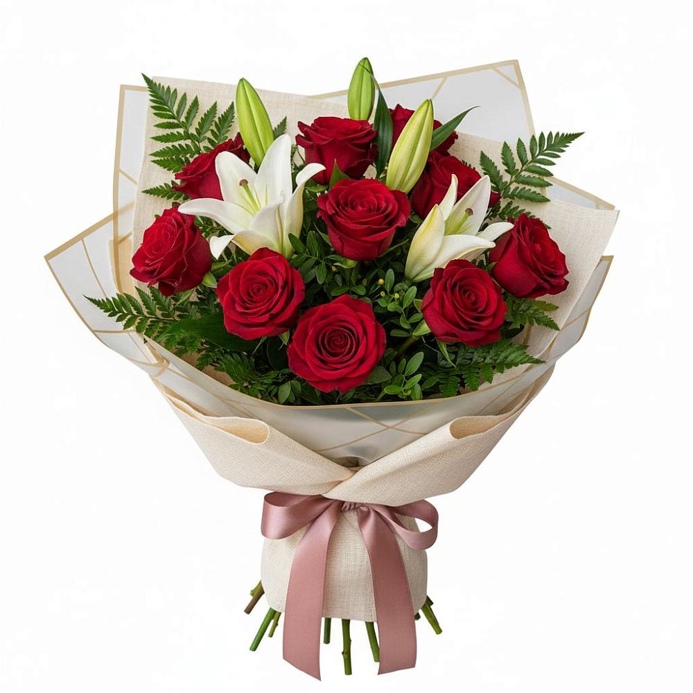 Букет цветов из: Лилии и Розы в Большегривском