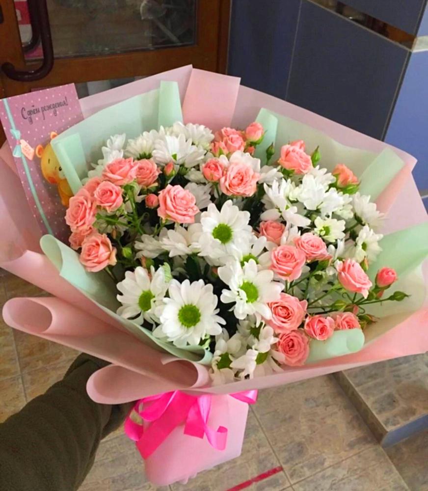 Букет цветов из: Розы и Хризантемы в Большегривском