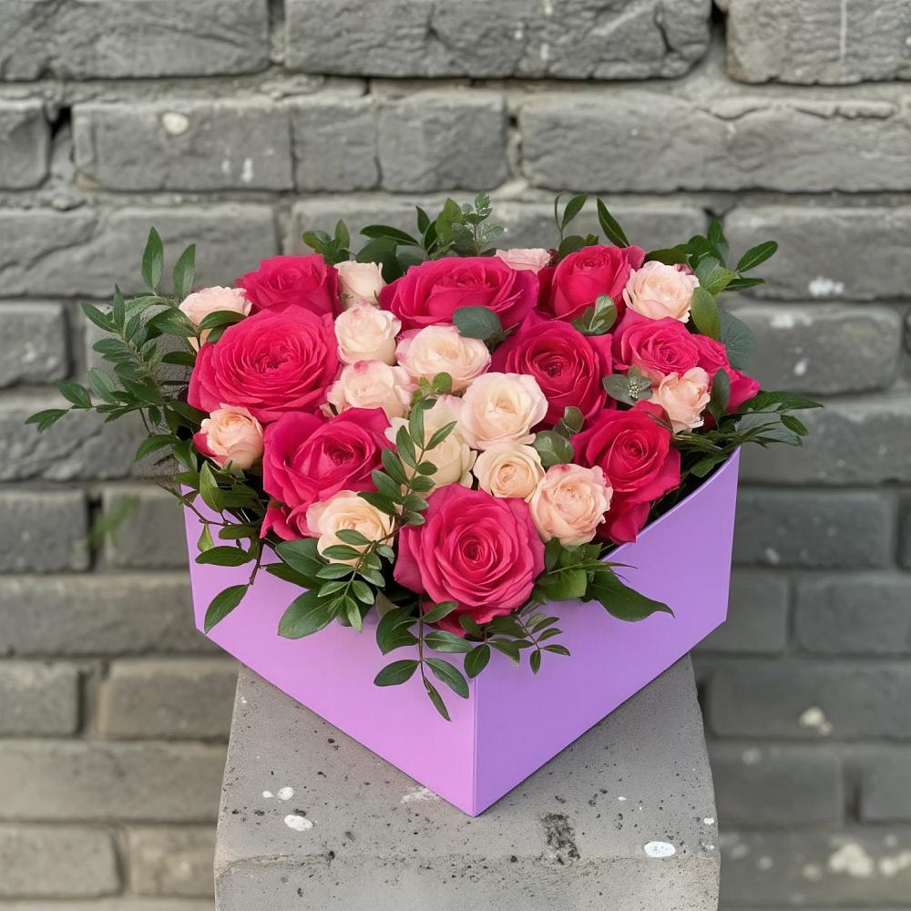 Цветочная композиция из Розы в коробке в Большегривском
