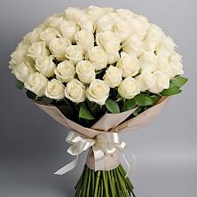 Букет 101 беля роза Белоснежка в Большегривском
