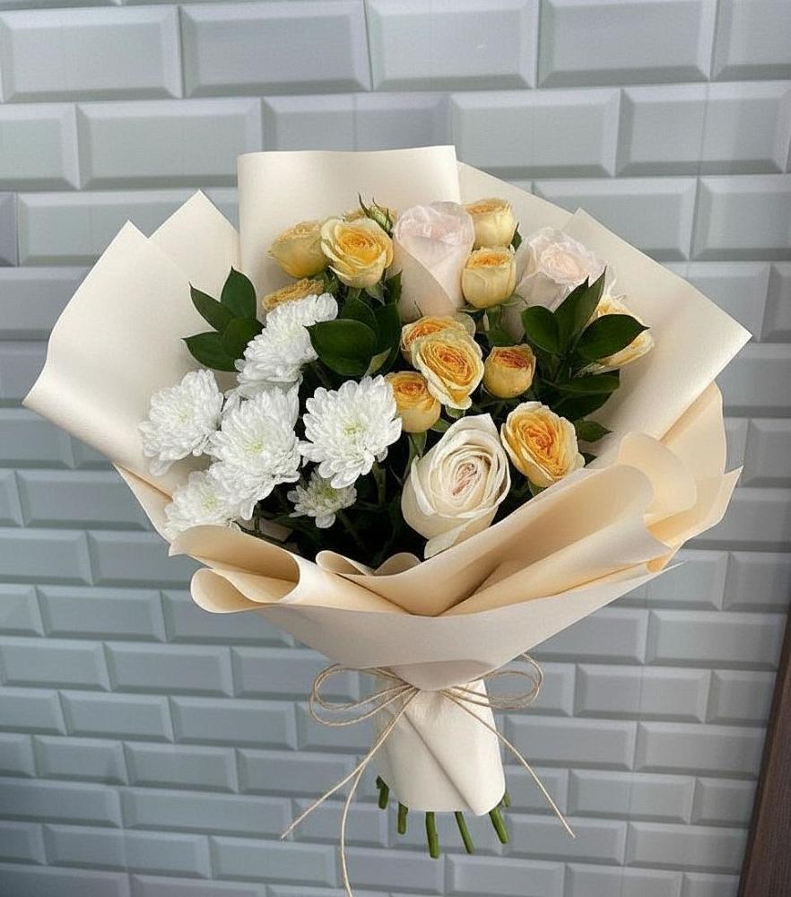 Букет цветов из: Розы и Хризантемы в Большегривском