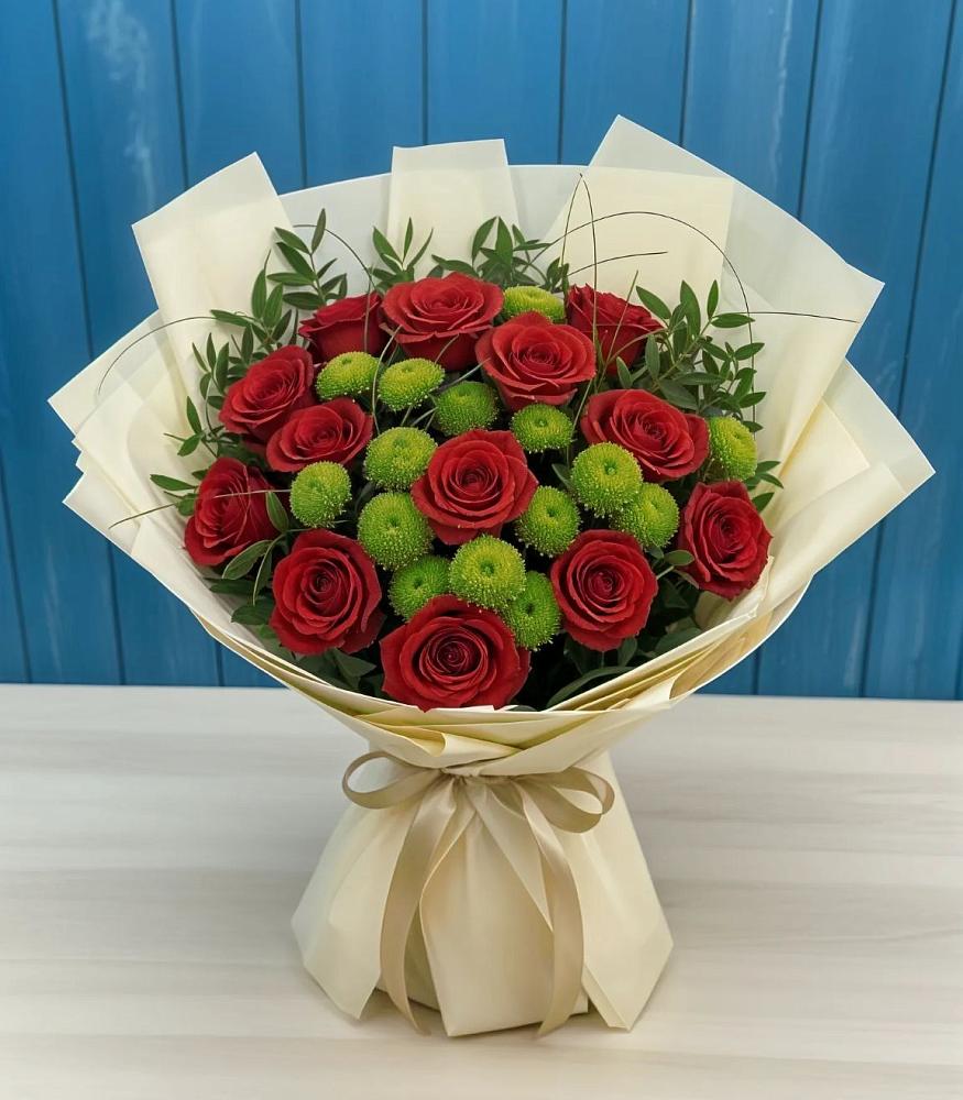 Букет цветов из: Розы и Хризантемы в Большегривском