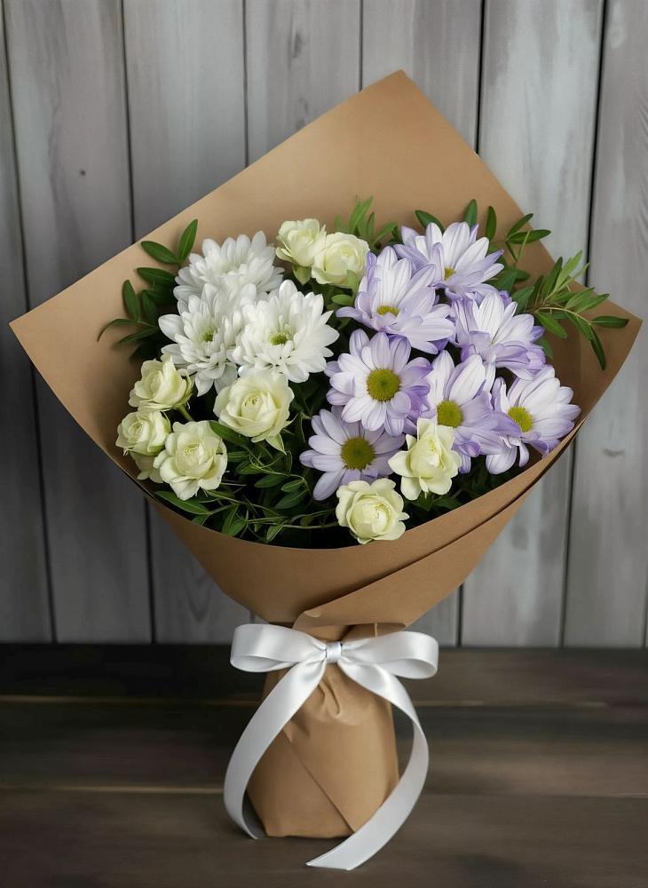 Букет цветов из: Хризантемы и Розы в Большегривском